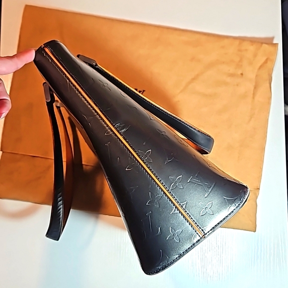 Authentic Louis Vuitton black noir matte monogram Stockton shoulder / tote bag - Picture 8 of 16